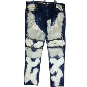 Men’s New Vintage America Jeans Bleached Distressed Zipper Pockets Size 42”X34”